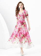 Double-breasted Slim Long Dress