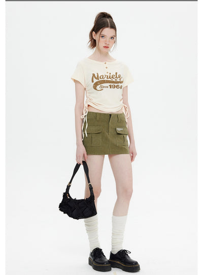 Retro Strap Short Short Sleeve T-shirt