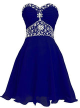 Royal Blue Beading Knee Length Homecoming Dress