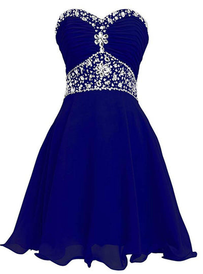 Royal Blue Beading Knee Length Homecoming Dress