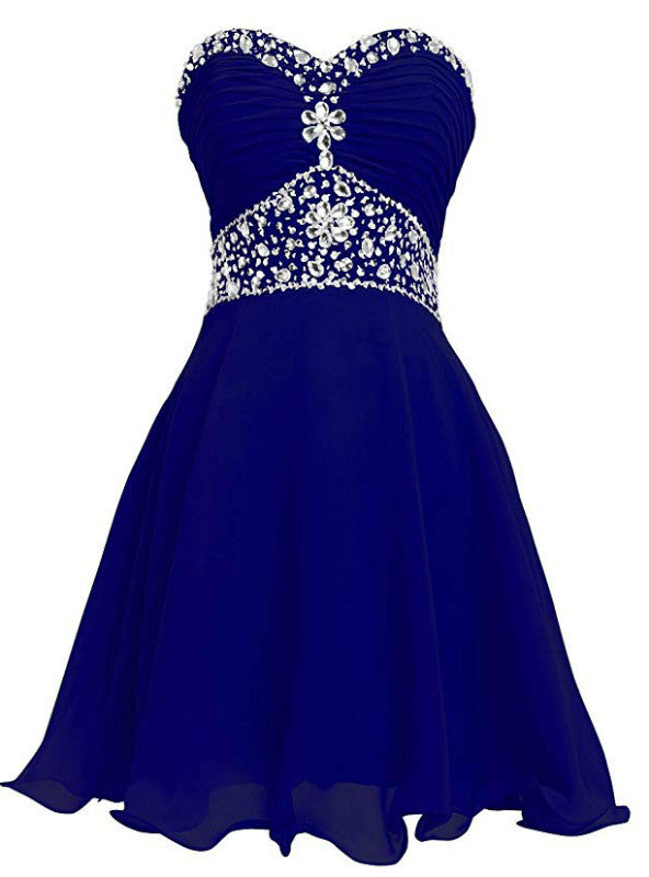 Royal Blue Beading Knee Length Homecoming Dress