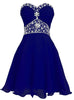 Royal Blue Beading Knee Length Homecoming Dress