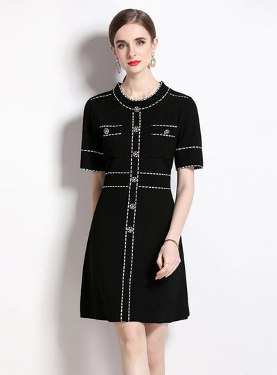 Round Neck Temperament Short Sleeve Dress