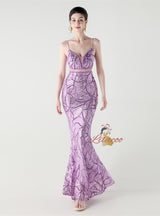Mermaid Spaghetti Straps Sequins Beading Prom Dress