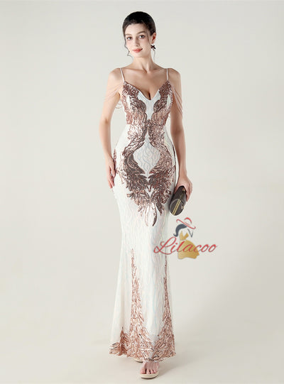 Mermaid Spaghetti Straps Beading Prom Dress