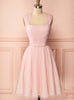 Pink Tulle Pleats Beading Homecoming Dress