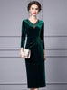 Green Velvet Long Sleeve Mother of the Bride Dress