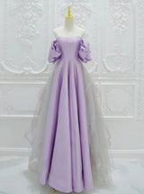 Purple Satin Tulle Prom Dress