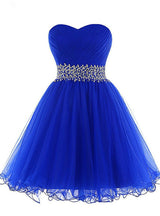 Royal Blue Pleats Beading Homecoming Dress