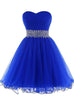Royal Blue Pleats Beading Homecoming Dress