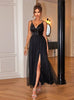 Black Tulle Sequins Straps Party Dress