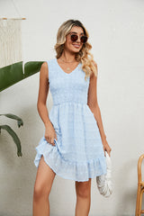 Jacquard Chiffon Loose V-neck Dress