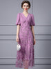 Purple Chiffon V-neck Sequins Mother Of the Brides Dress