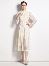 Lace Long-sleeved Medium-length Dress