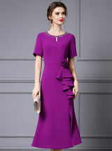Black Short Sleeve Mother Of The Bride Dress