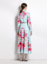 Long Sleeve Holiday Printed Shirt Dress