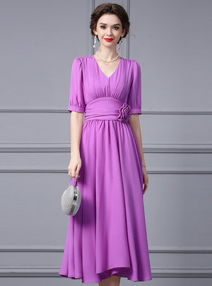 Purple Chiffon V-neck Mother Of the Brides Dress