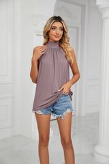 Solid Color Lace Knit Vest T-shirt