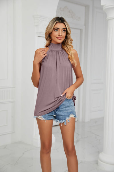Solid Color Lace Knit Vest T-shirt