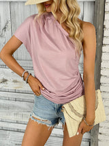 Pink One-shoulder Casual Top