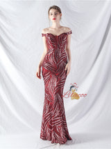 Mermaid Off the Shoulder Sequins Prom Dress