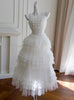 White Tulle Lace Tiers Formal Prom Dress