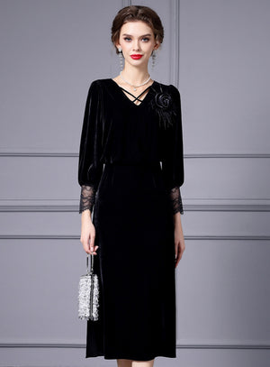 Black Velvet Mother Of The Bride Dress