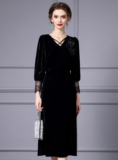 Black Velvet Mother Of The Bride Dress