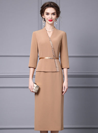 Purple Short Sleeve Mother Of The Bride Dress