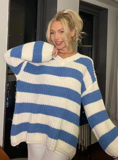 Autumn and Winter Fashion Striped Top Sweater