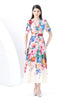 Retro Silm Waist Slim Printed Long Dress