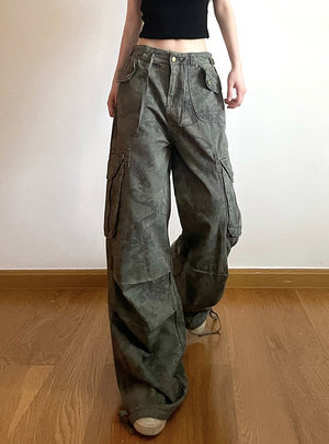 Slim Retro Camouflage Printed Jeans