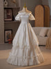 White Satin Off the Shoulder Wedding Dress