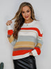 Spliced Round Neck Loose Long-sleeved Sweater