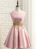 Pink Satin Appliques Homecoming Dress