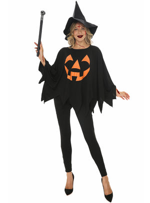 Cloak Pumpkin Witch Costume Cosplay