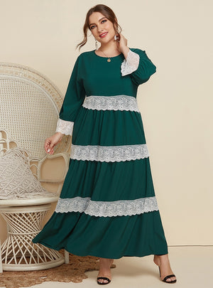 Lace Stitching Slim Long Sleeve Dress