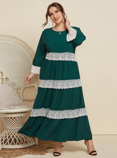 Lace Stitching Slim Long Sleeve Dress