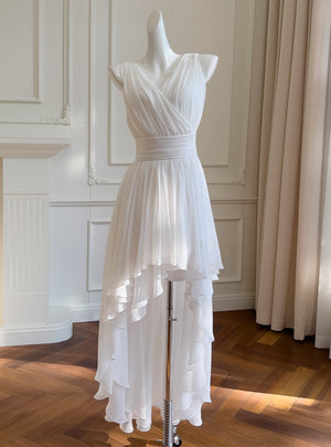 White Sleeveless Irregular Dress