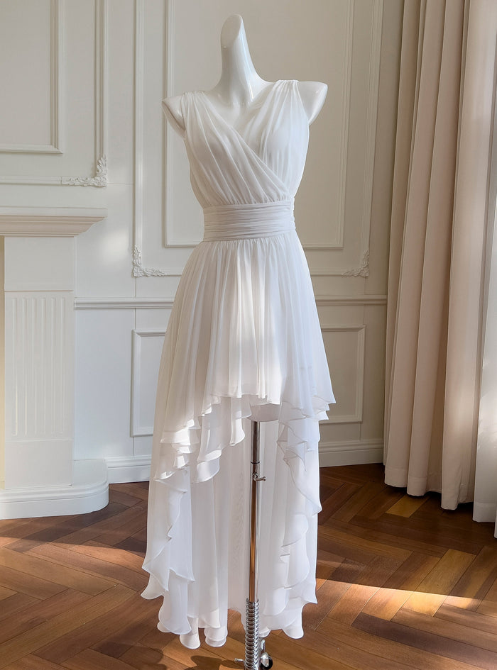 White Sleeveless Irregular Dress