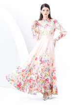 Retro Long Print Dress Two-piece Suit