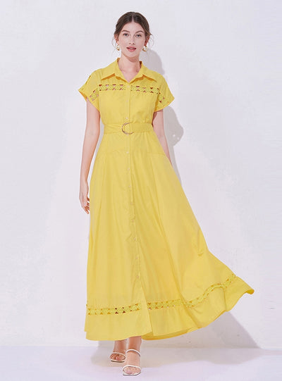 Women Sleeveless Lapel Long Dress