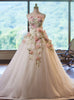 White Tulle 3D Embroidery Appliques Wedding Dress