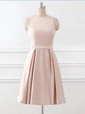 Pink Scoop Neck Homecoming Dress