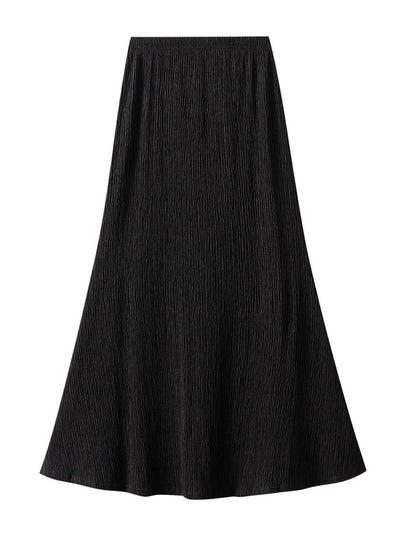 Retro Solid Color Pleated Skirt