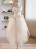 White Tulle Strapless 3D Flower Wedding Dress