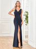 Irregular V-neck Sleeveless Evening Dress