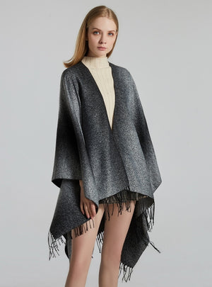 Gradient Fringed Jacquard Shawl