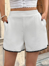 Casual Contrast Edge Shorts Elastic Waist Pants