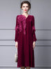 Burgundy Velvet V-neck Mother Of The Bride Dress